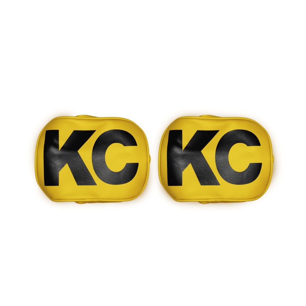 KC HiLites Cover; Retro 6x9" Rectangular Vinyl Yellow w/ Black KC Soft (pr)