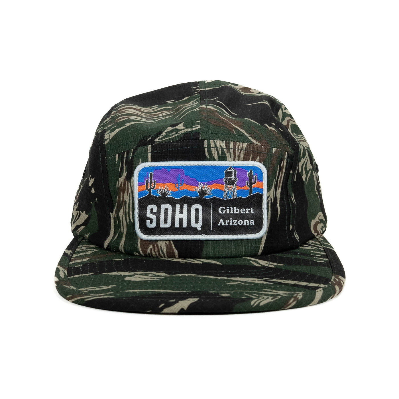 SDHQ Motorsports 5 Panel Hat | Tiger Stripe Camo
