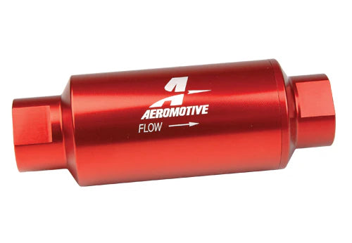 100 Micron Red Fuel Filter with ORB-10 Ports & Stainless Mesh Element