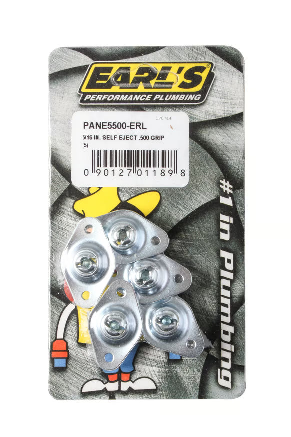 Earl's Quarter Turn Fasteners 5/16" Self-Eject .500" Length - (5) Pieces Top View Silver