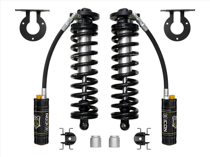 ICON 2023-2025 Ford F-250/F-350 Super Duty 4WD, 2.5-3” Lift, V.S. 2.5 Series Coilover Conversion Kit, Remote Reservoir w/ CDCV Front View