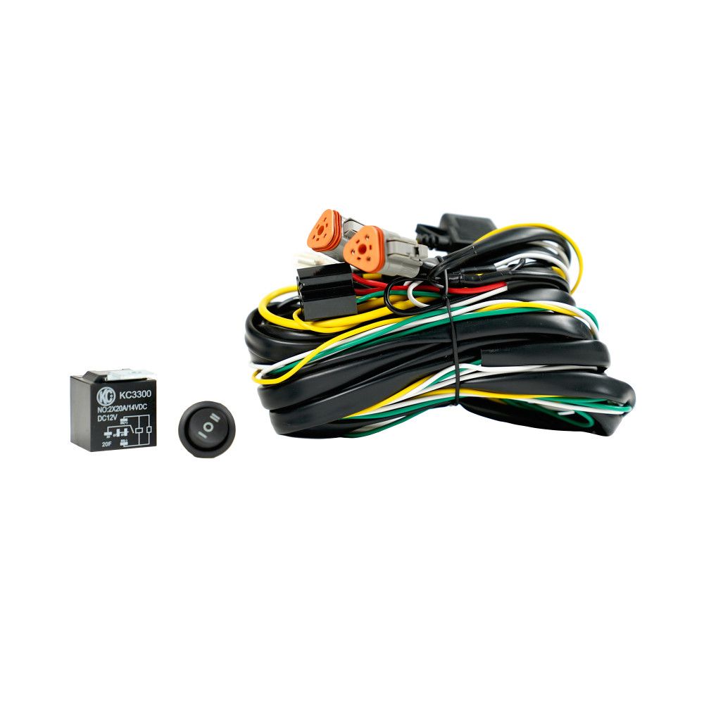 KC HILitesWiring Harness - 40 Amp Relay - 3 Position LED Rocker Switch - 3-Pin Deutsch Connectors