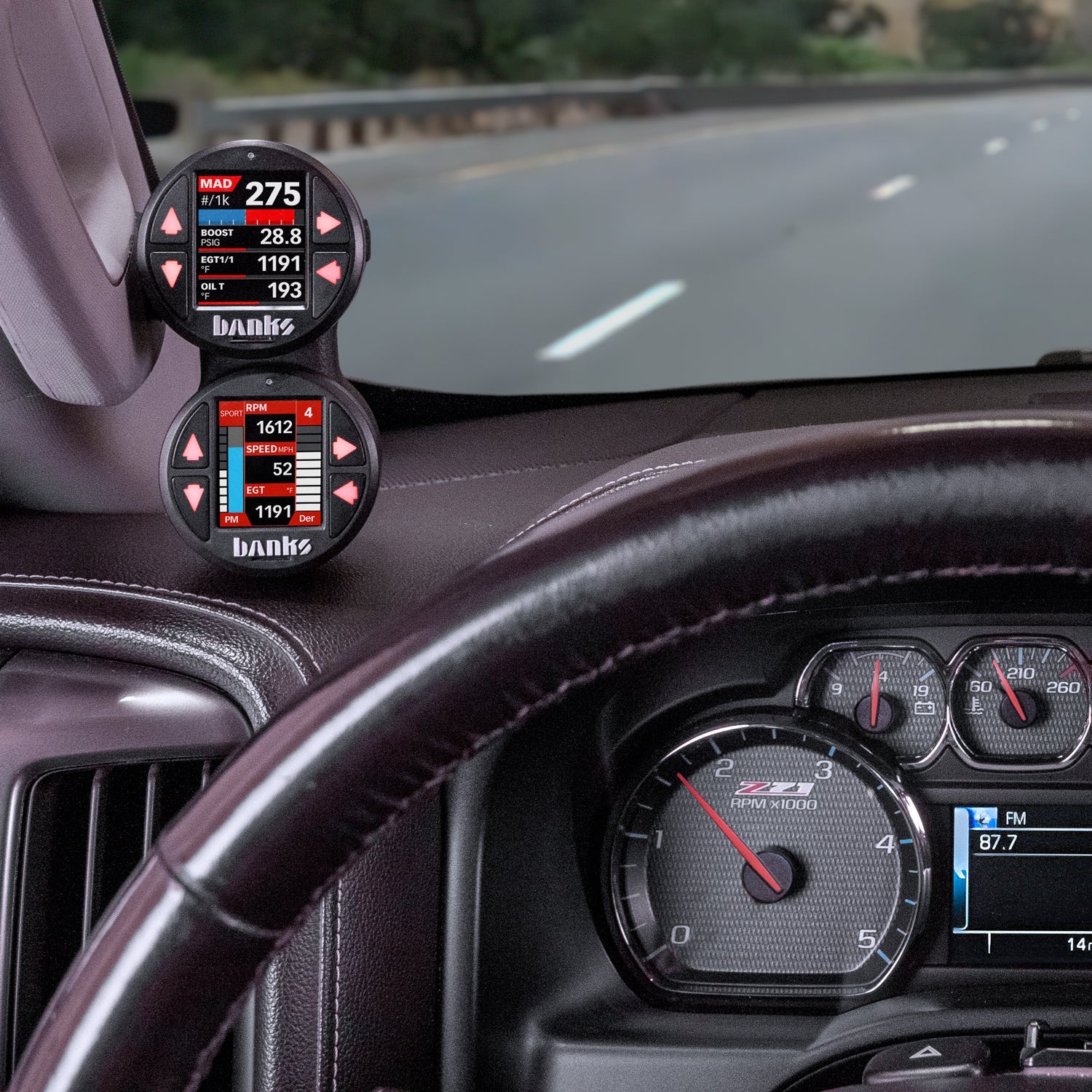 iDash Stealth Pod Mounts For 15'-19' GM Trucks Front View