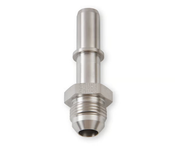 Earl's O.E. Fuel Line EFI Quick Connect 1/2" Tube to -8 AN Male - Stainless Front View Silver