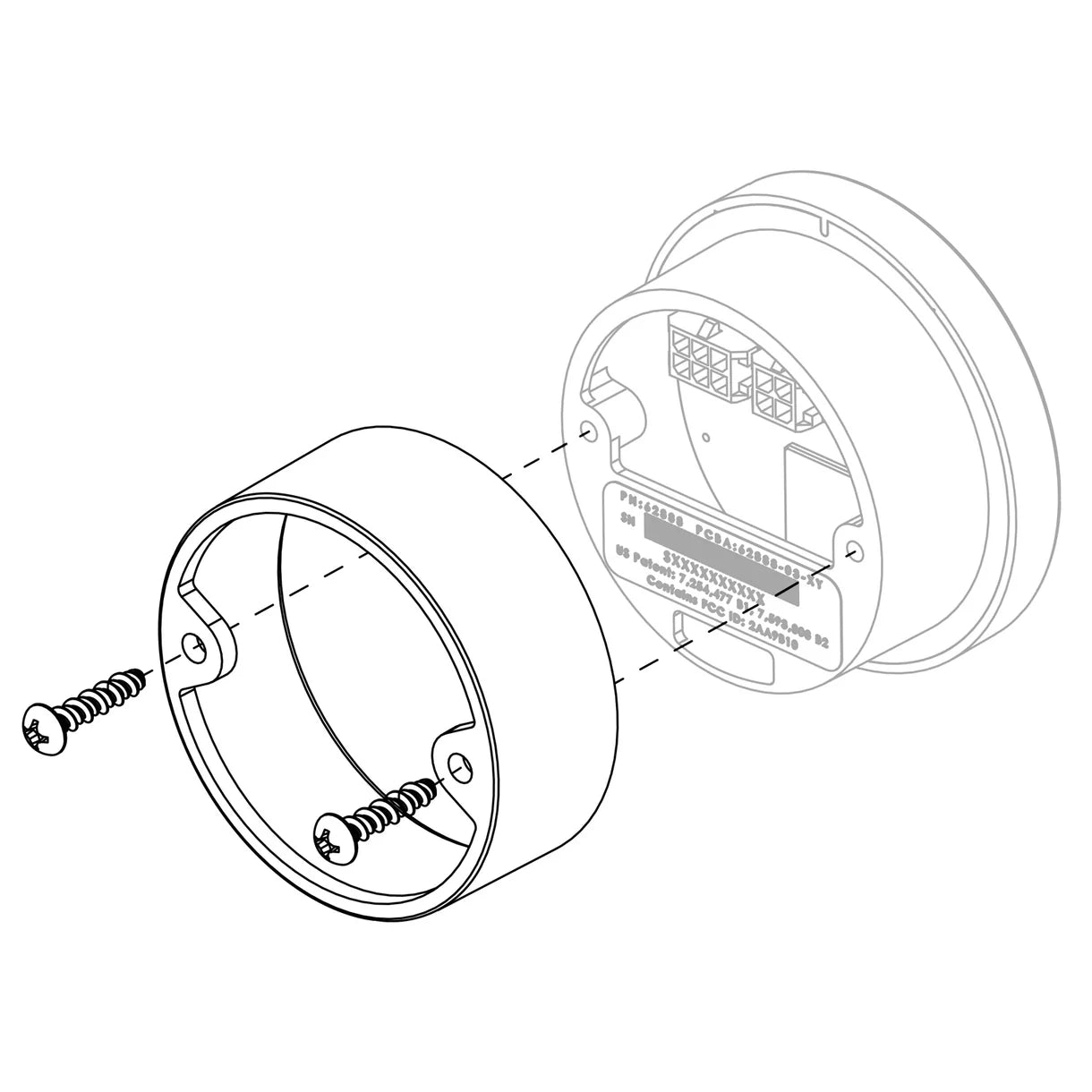 iDash Pro Mounting Sleeve Kit 52mm ring for flush-mounting iDash Pro Front View