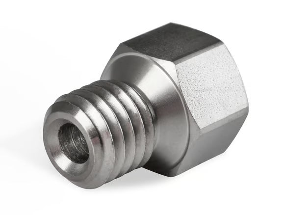 Earl's Fits GM LT Gen-V Engines (2014 & up), M12 x 1.75 w/ Tapered Seat - Set of (2) Plugs - Stainless Steel Front View Silver