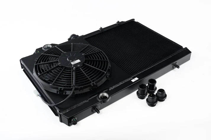 Mitsubishi Evo 4/5/6/7/8/9 Full Size Slim Radiator w/ 12in SPAL Fan Front View
