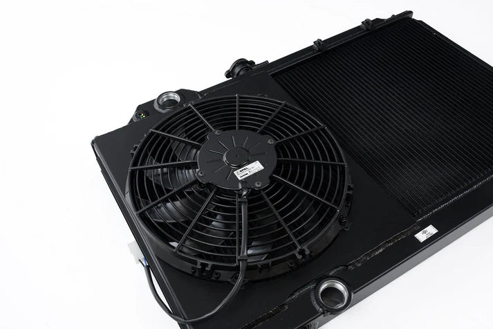 Mitsubishi Evo 4/5/6/7/8/9 Full Size Slim Radiator w/ 12in SPAL Fan Front View