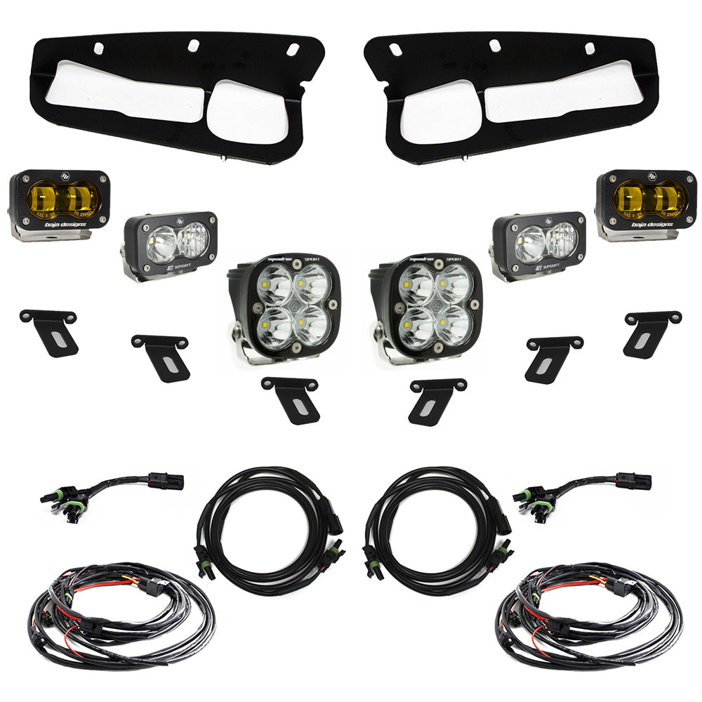 2021+ Ford Bronco S2 SAE “Sportsmen” Fog Pocket Light Kit Amber Toggle Switch Display of Included Parts 