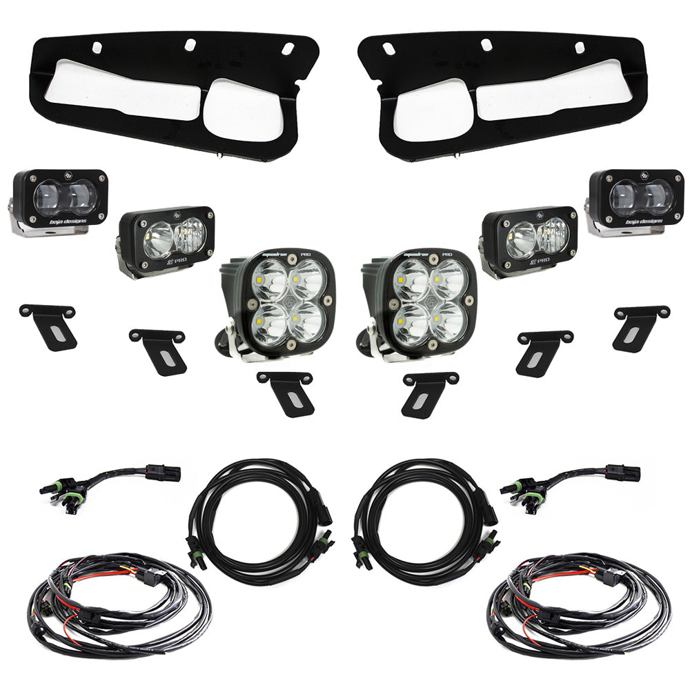 2021+ Ford Bronco S2 SAE “Pro” Fog Pocket Light Kit  Clear  Toggle Switch Display of Included Parts 