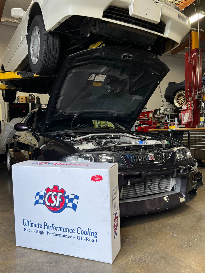 R33 Skyline GT-R/GTS Full Billet Aluminum High-Performance Radiator - Raw Billet Front View