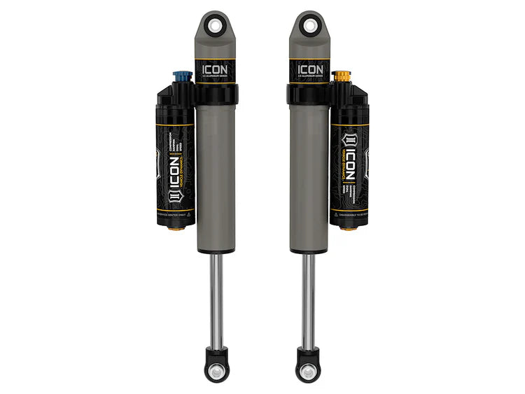 ICON 2001-2026 GM 2500/3500 HD, 0-1" Lift/2007-2018 GM 1500, 4" Lift, Rear, V.S. 2.5 Aluminum Series Shock Absorbers, Piggyback Reservoir w/ CDXS, Pair