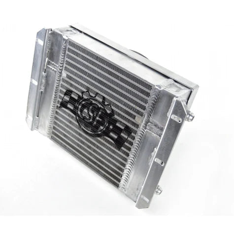 13.8in x 10in Dual Fluid Bar & Plate HD Oil Cooler w/9in SPAL Fan Front View