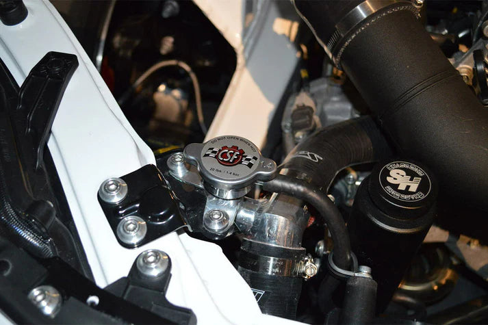 FR-S/BRZ/86/GR86 All-Aluminum Filler Neck w/1.4 bar High Pressure Radiator Cap Front View