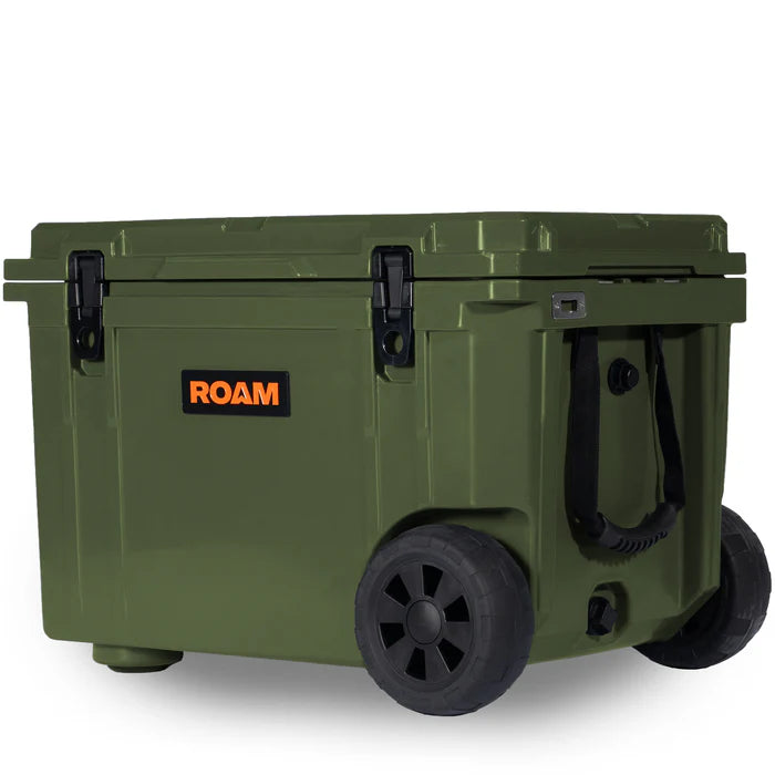 80QT Rolling Rugged Cooler Side View Green