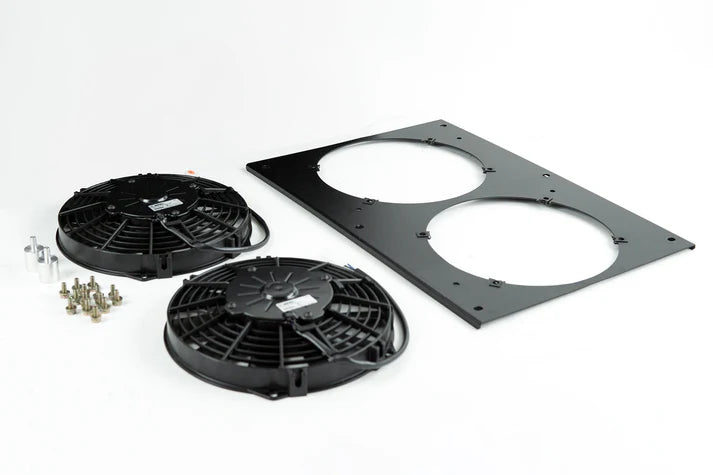 Porsche 944 / 924S All-Aluminum Fan Shroud w/ Dual 9-inch SPAL Fan Front View