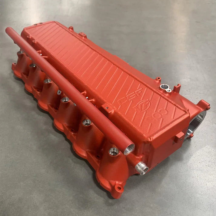 A90 Supra / BMW B58 Charge-Air Cooler Manifold Front View Red