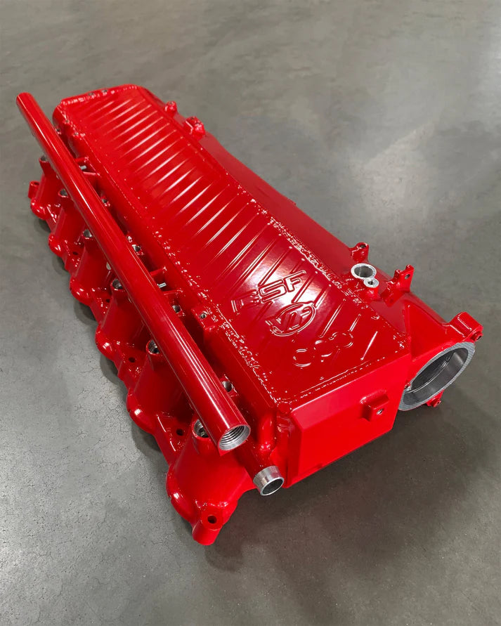 A90 Supra / BMW B58 Charge-Air Cooler Manifold Front View Red