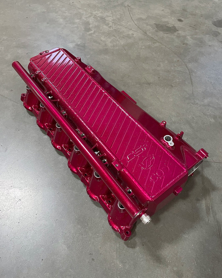 A90 Supra / BMW B58 Charge-Air Cooler Manifold Front View Red