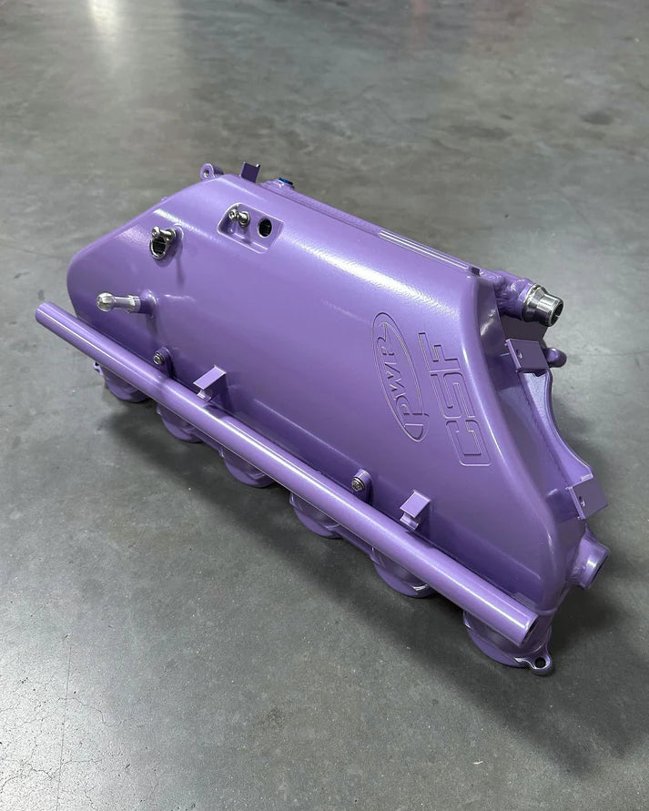 BMW S58 "Level-Up" Charge Air Cooler Manifold Front View Pink