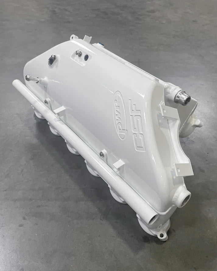 BMW S58 "Level-Up" Charge Air Cooler Manifold Front View White