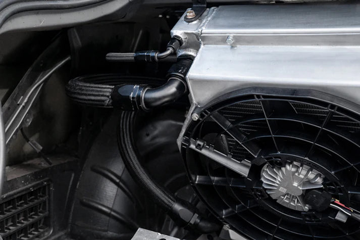 Motorsport Dual-Pass Radiator with Shroud + 14" SPAL brushless fans & harnesses