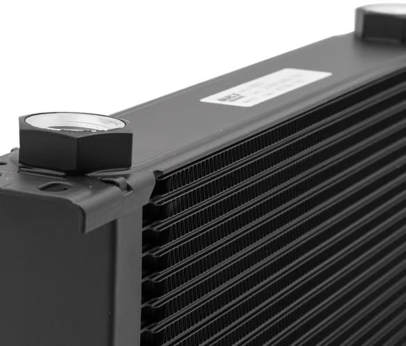 Earl's UltraPro Oil Cooler - 16 Rows - Extra-Wide Cooler Front View Black
