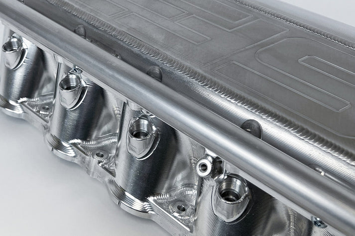 BMW Gen 2 B58 Race X Charge Air Cooler Manifold - Raw Billet Front View