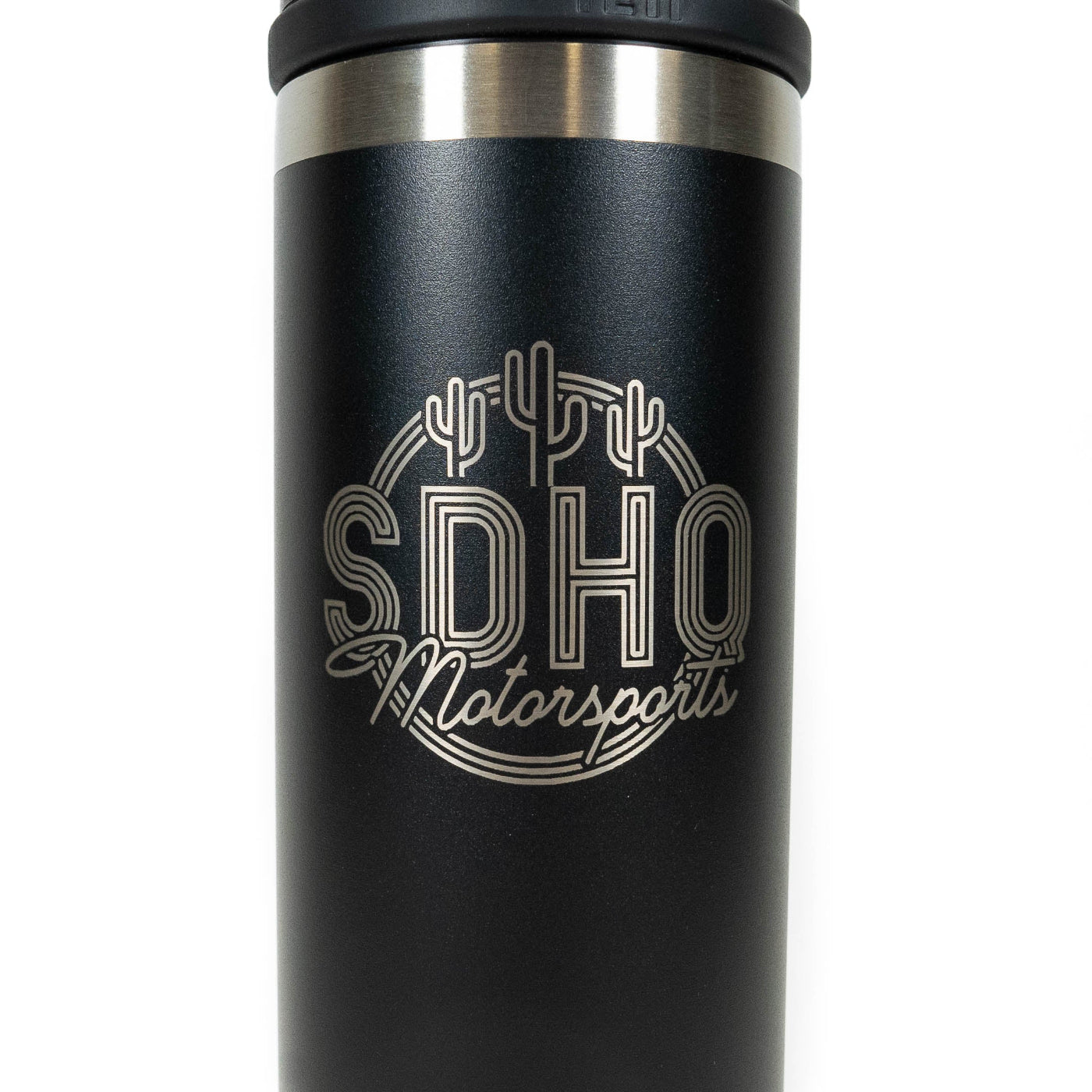 SDHQ Neon Sign Logo Yeti Rambler 18oz Water Bottle with Chug Cap | Black