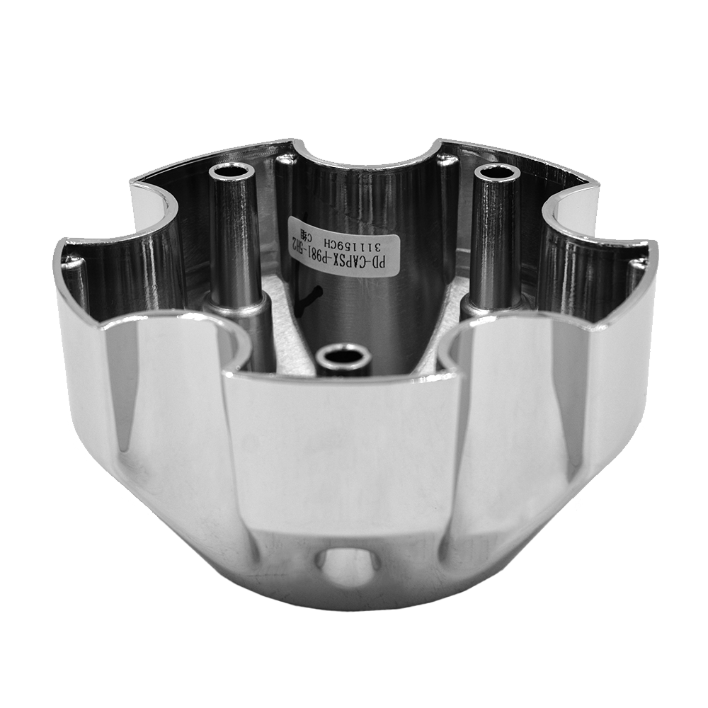 RACELINE 982 RAPTOR CAP CHROME W/BLACK LOGO 5X4.5 Front View