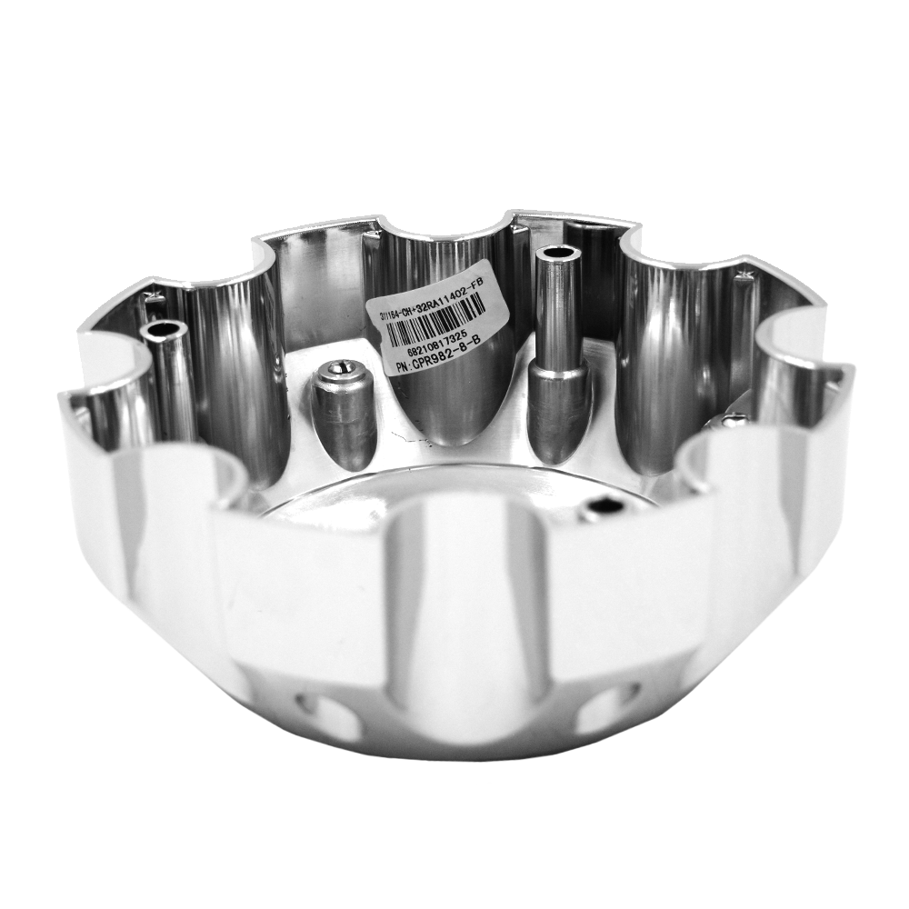 RACELINE 982 RAPTOR CAP CHROME W/BLACK LOGO 8X6.5/8X170 Front View