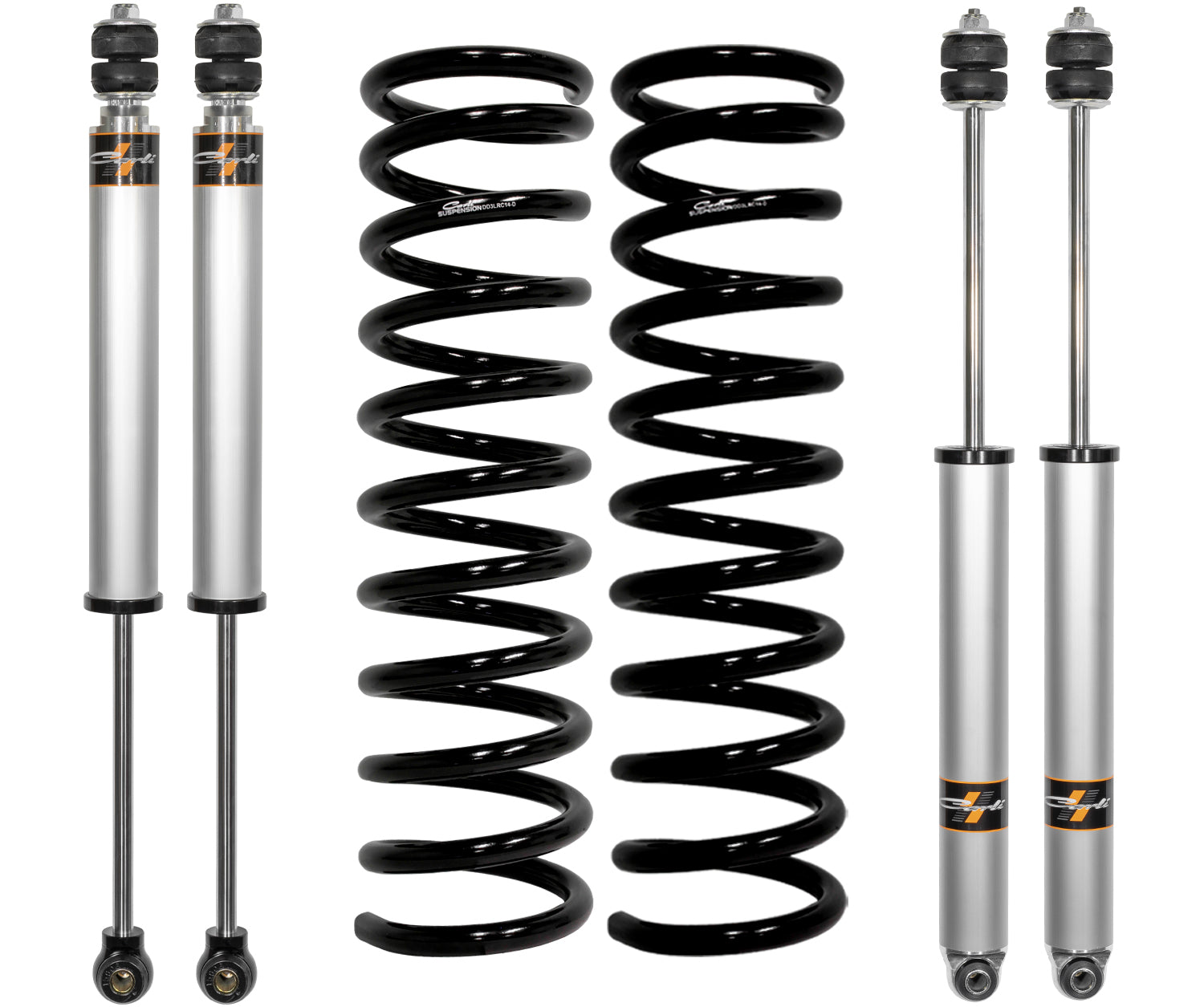 Dodge 2.5" Leveling System, Carli SPEC, Diesel, 2014-2024 2500 Base Kit Display of Included Parts 