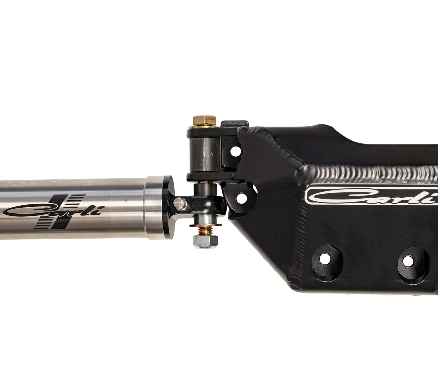 2023+ Ford F250/F350 4x4 Low Mount Steering Stabilizer with Diff Guard Close-up Display of Mounting Point