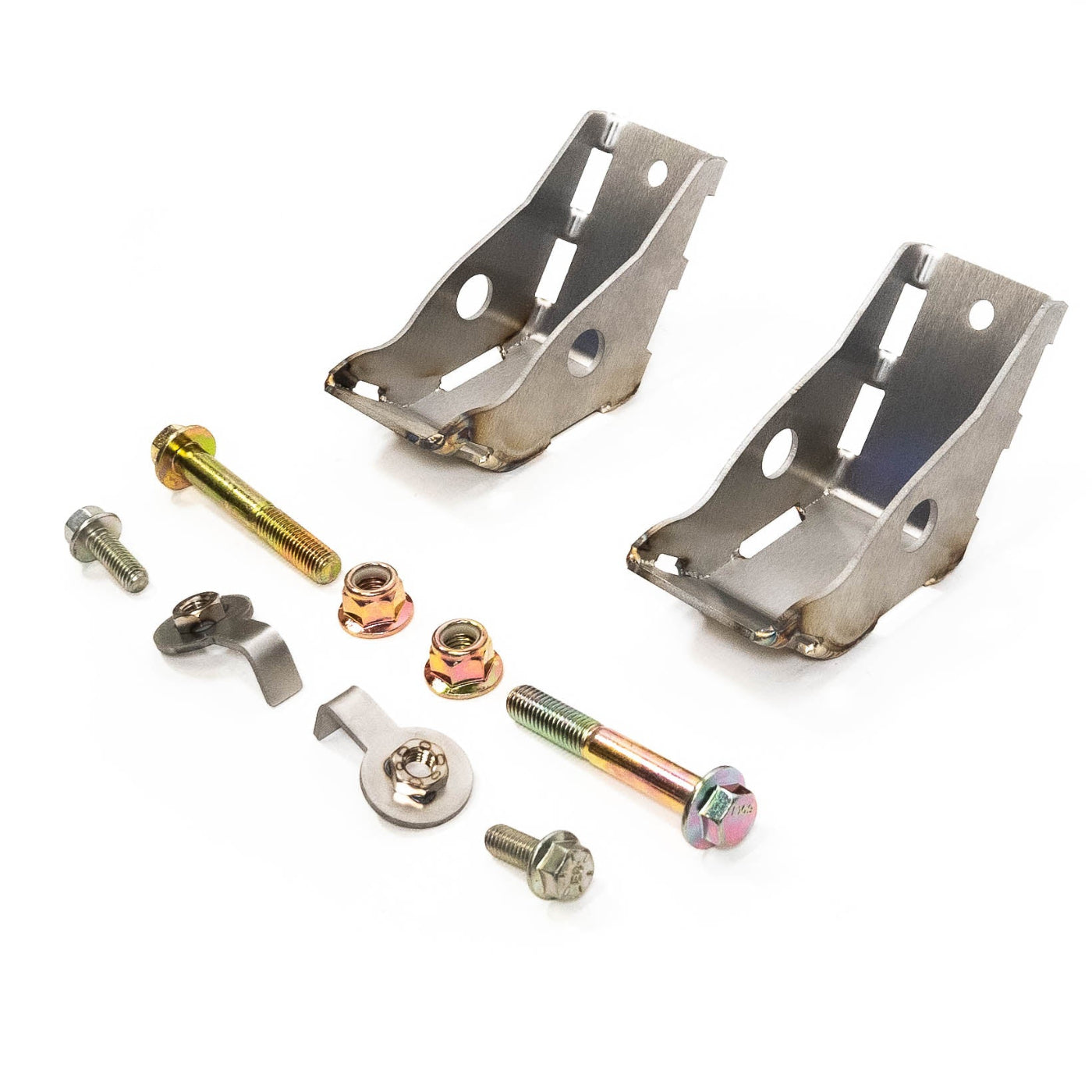 2019-2025 Chevy/GMC 1500 SDHQ Built Rear Shock Guards display of included parts and hardware 