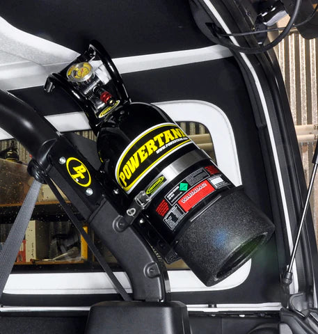 10 lb. JL/JLU Edition Power Tank | Gloss Black | XP400 Regulator | 4 Door JLU V2 Drivers Side Sports Bar Mount