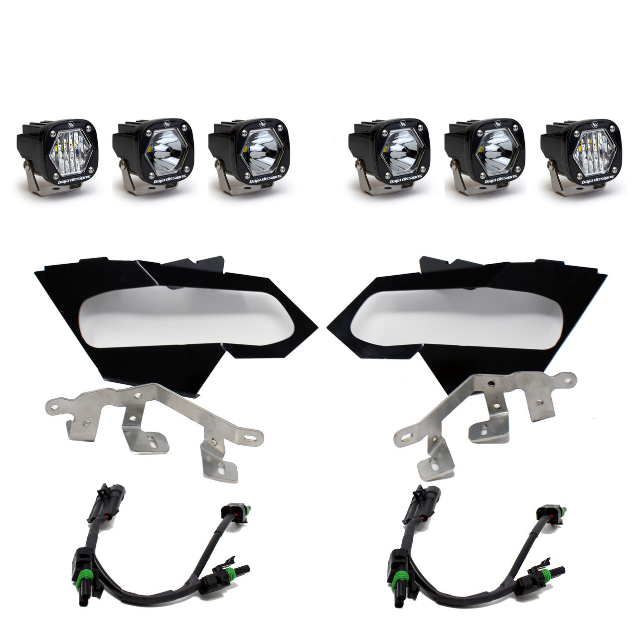 Can-Am S1 Triple LED Headlight Kit - Can-Am 2017-24 Maverick X3 Front View
