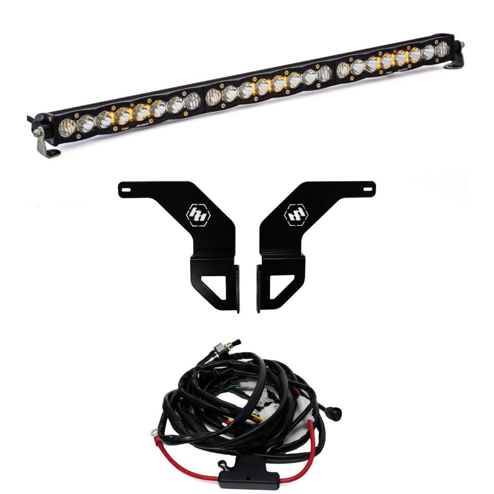 '16-21 Toyota Tacoma 30" S8 LED Light Bar Kit w/Mounts Baja Designs Display of Included Parts 