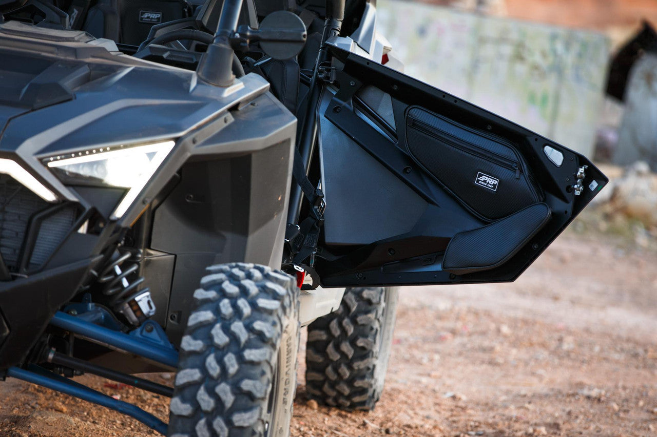 PRP Front Door Bags with Knee Pad for Polaris RZR PRO XP, PRO R, Turbo R (Pair) Front View