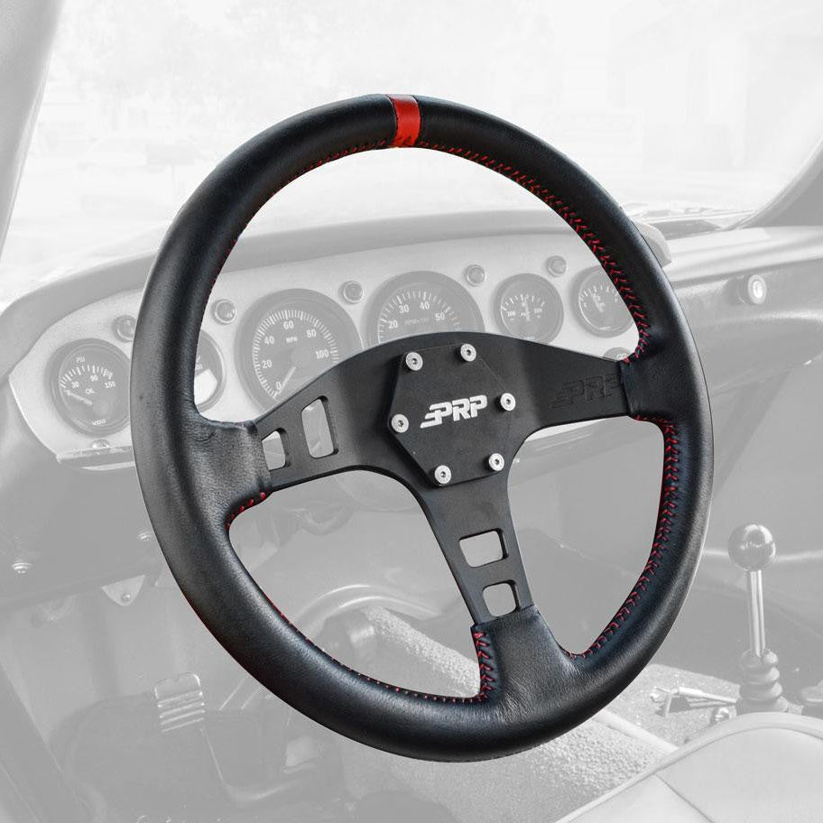 PRP Flat Leather Steering Wheel Front View