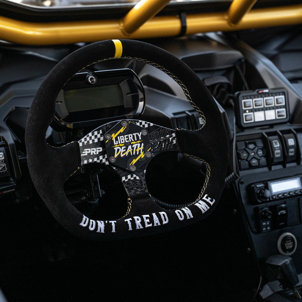 PRP Don’t Tread on Me Comp-R Suede Steering Wheel (D-Shaped) Front View