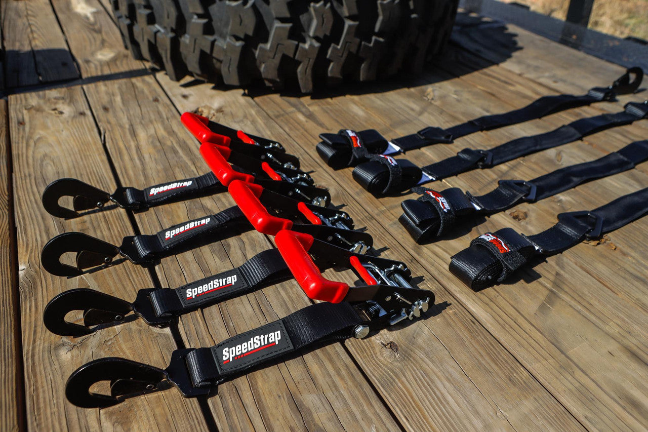 Ratchet 2 in. x 10 ft. Tie Down w/ Twisted Snap Hooks and Axle Strap