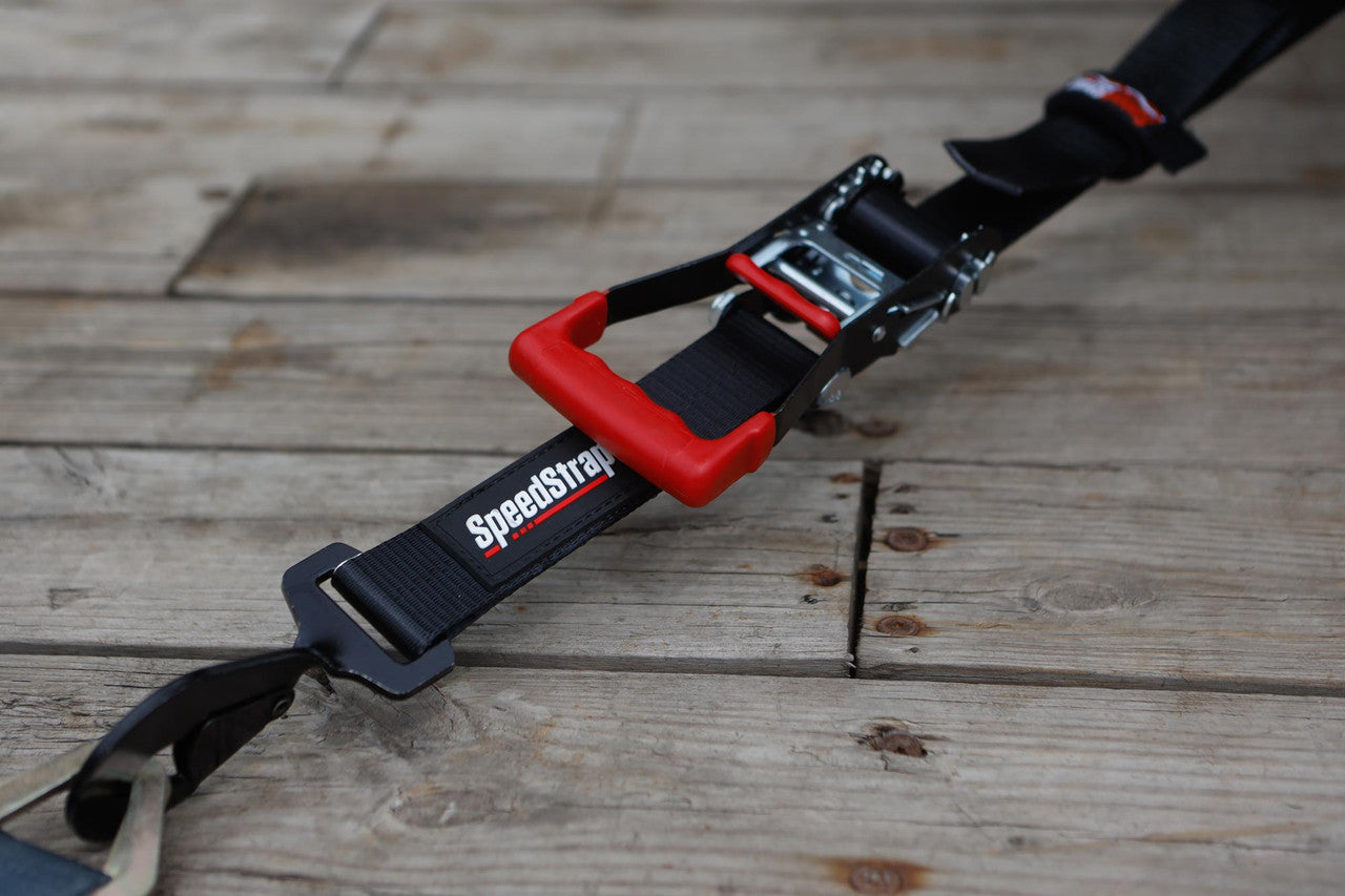 Ratchet 2 in. x 10 ft. Tie Down w/ Twisted Snap Hooks and Axle Strap