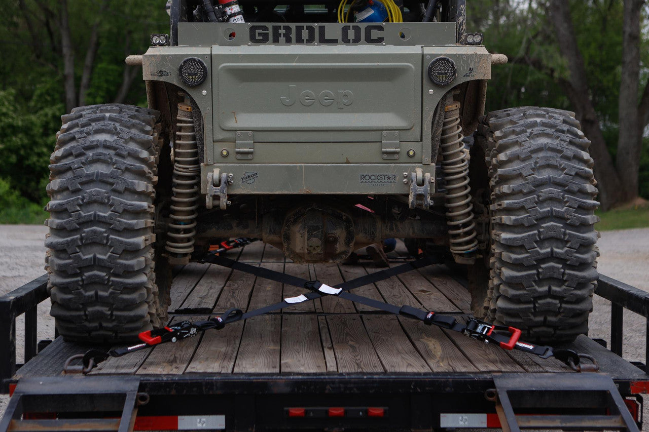 Ratchet 2 in. x 10 ft. Tie Down w/ Twisted Snap Hooks and Axle Strap