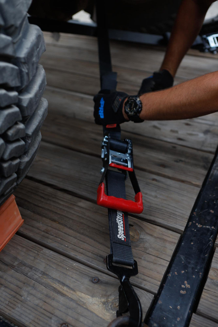 Ratchet 2 in. x 10 ft. Tie Down w/ Twisted Snap Hooks and Axle Strap