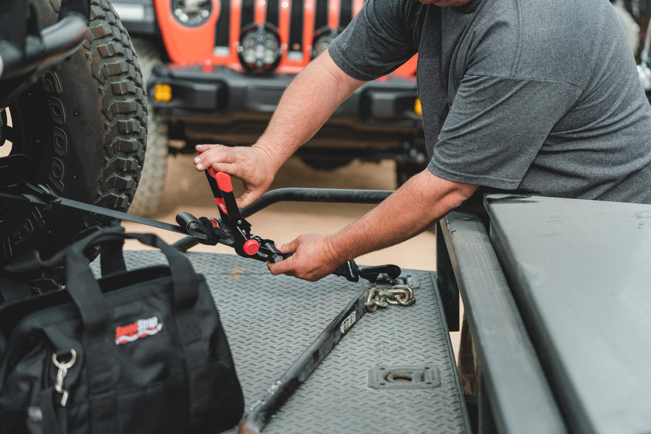 Ratchet 2 in. x 10 ft. Tie Down w/ Twisted Snap Hooks and Axle Strap