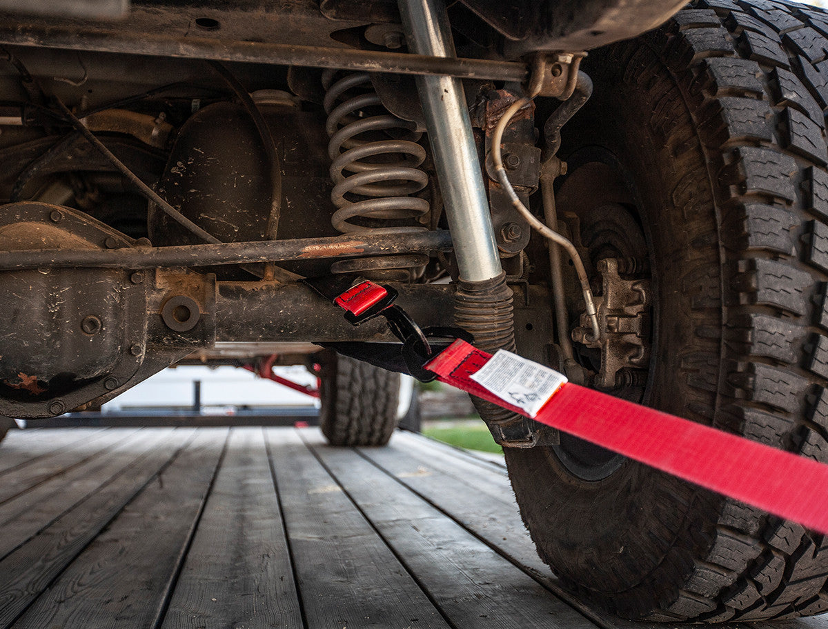 Ratchet 2 in. x 10 ft. Tie Down w/ Twisted Snap Hooks and Axle Strap