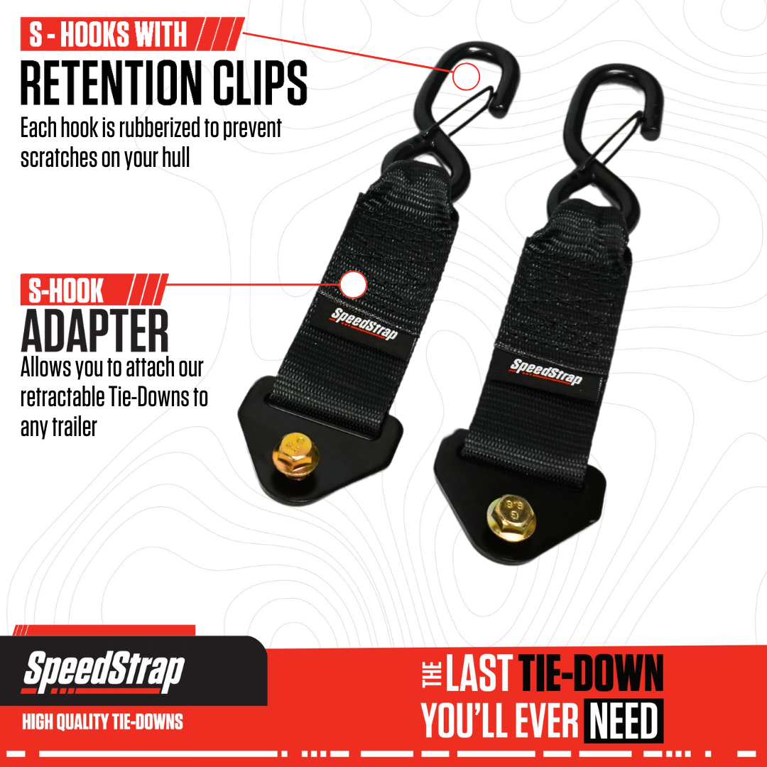 2” x 10” S-Hook Adapters for Retractable Tie-Down Straps (2 Pack)