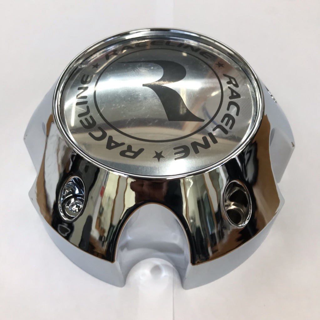 RACELINE 982 RAPTOR CAP CHROME W/SILVER LOGO 5X5.5/5X150 Front View