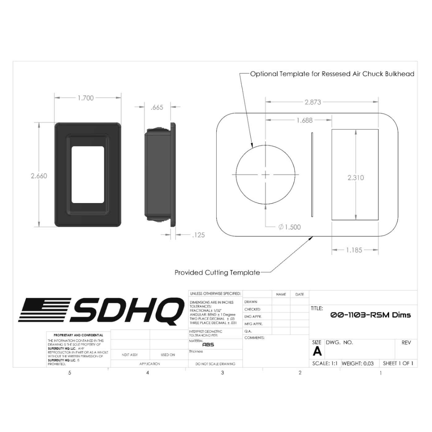 SDHQ Built Injection Molded Recessed ARB Switch Mount diagram 