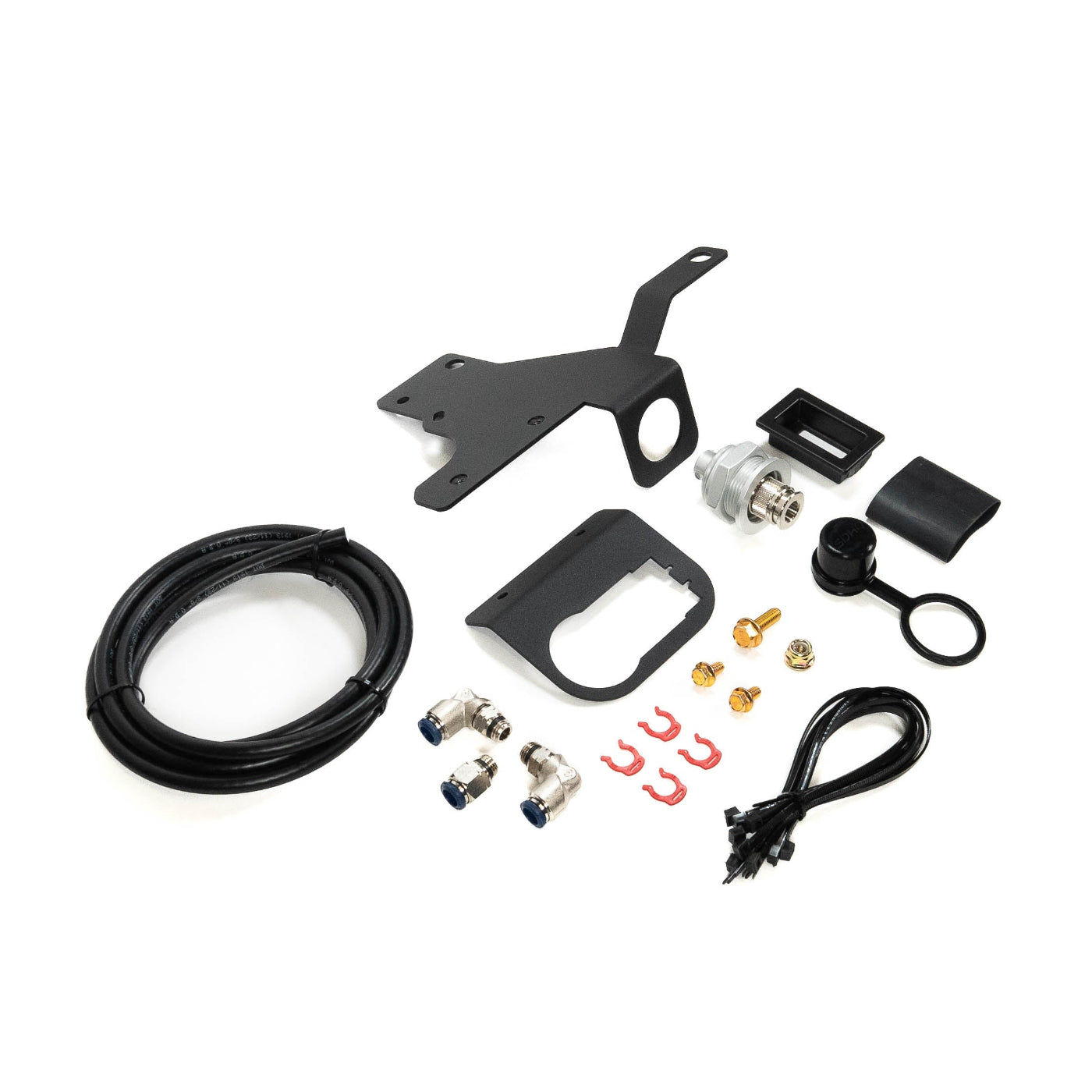 SDHQ Built 2024 LC250 Air Chuck and Switch Mount Display of included parts and hardware 